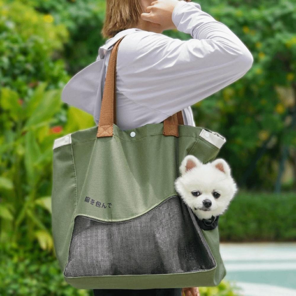 Breathable Pet Outing Bag Single-Shoulder with Hole Cat Carrier Bag Large Capacity Anti-Escape Pet Tote Bag Vet Visit