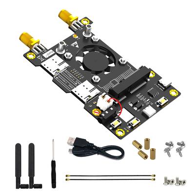 Moduł 4G 3G LTE Mini PCIE MPCIe karta adaptera bezprzewodowego z podwójną anteną wentylator chłodnicy LED dla RaspberryPi 4 3 2