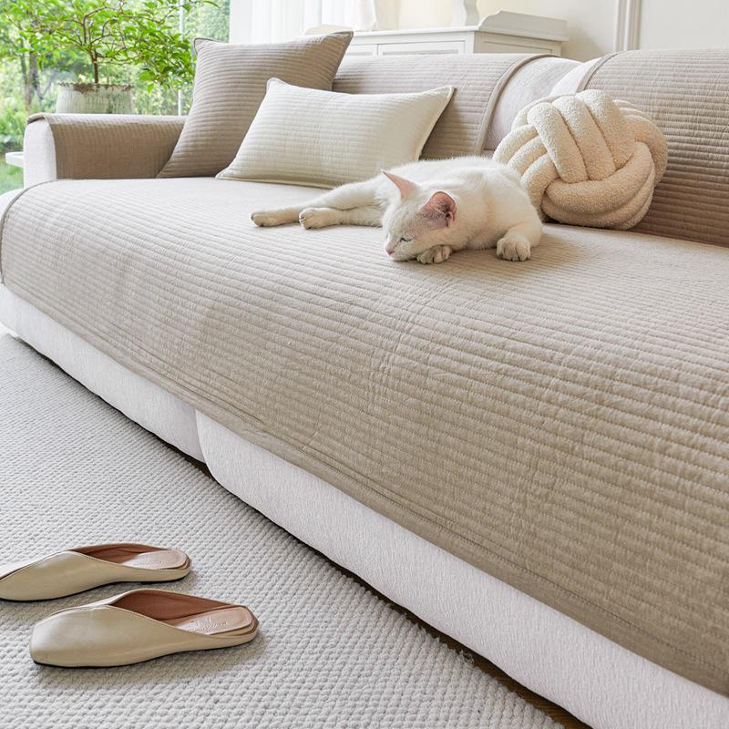 2026 Нескользящая подушка на диван из чистого хлопка - Универсальная однотонная всесезонная ткань-чехол 45x45 cm Single-Sided Pillowcase No Filling 1090₽