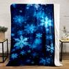 Glowing Blue Snowflakes Scattered On a Dark, Starry Background. for All Seasons Blanket Lunch Break Throw Gift