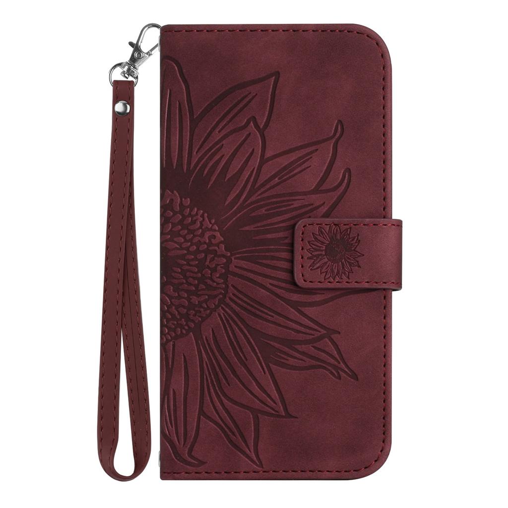 Suitable for iPhone15 Leather Case 13Pro Frosted Sunflower Card Wallet Protective Case 14plus Oblique Span