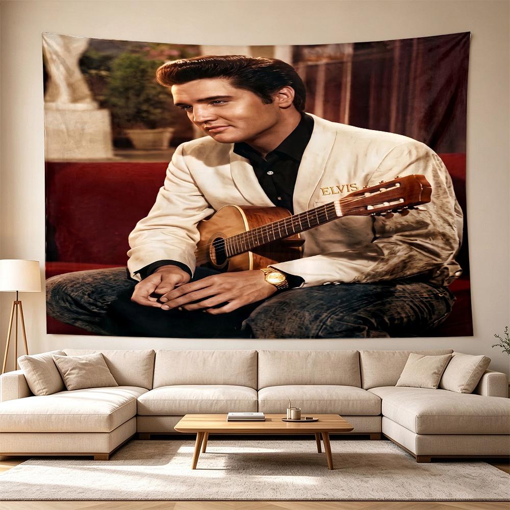 Glass Elvis Tribute Decorative Wall-Hanging Tapestry, Home Ornament for Living Room,Dorm and Fan Parties,Multi-style,celebrities,cartoons,music,sports