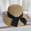 Vintage Big Eaves Hat Straw Hat Women Spring and Summer Bow Straw Bucket Hat Sunscreen Sunshade Beach Hat Sun Hat