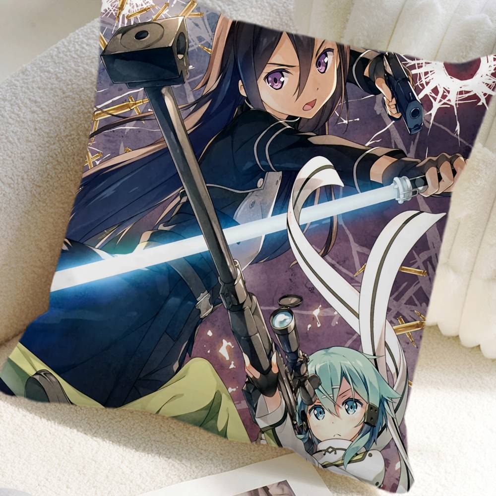 Sword Art Online Anime Pillow Case Square Pillow Bedroom Sofa Leisure Comfort Cushion Car Home Decoration