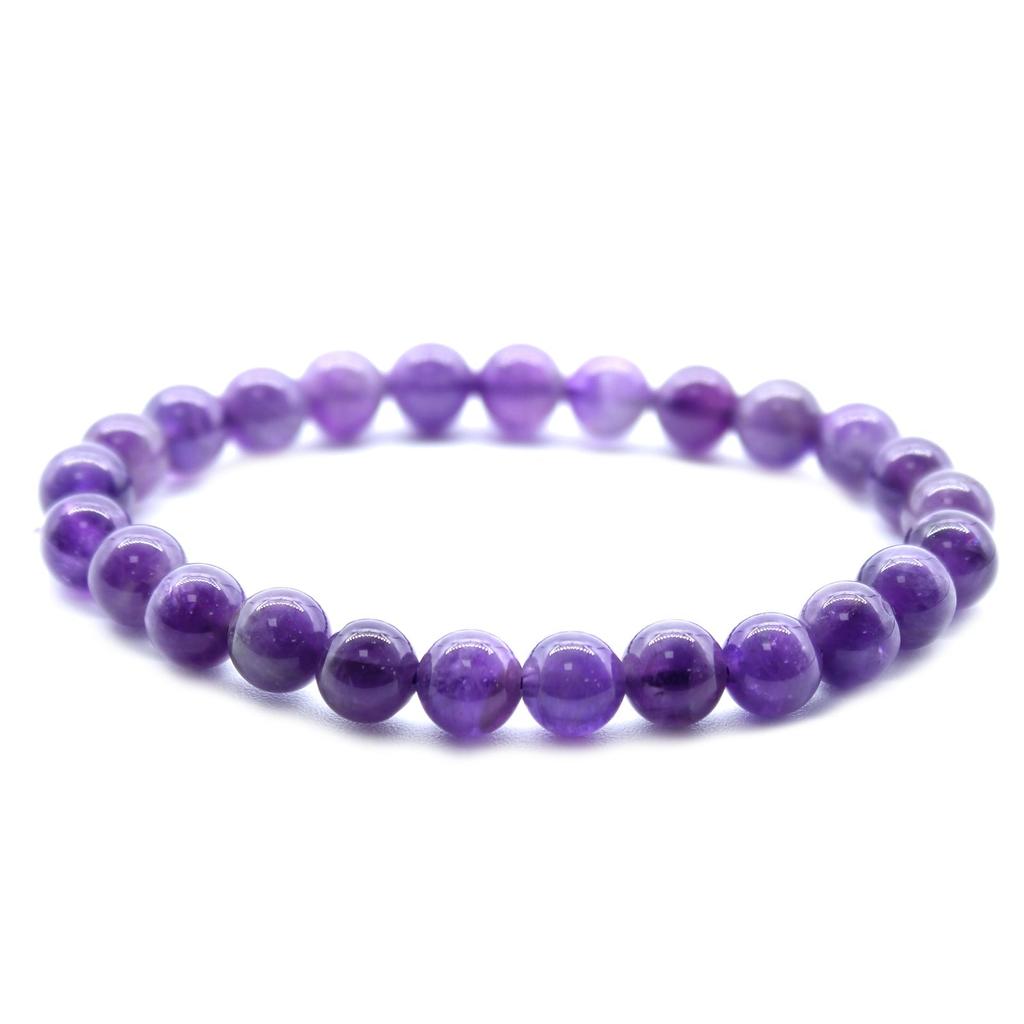 Amethyst Beaded Stretch Bracelet 8mm
