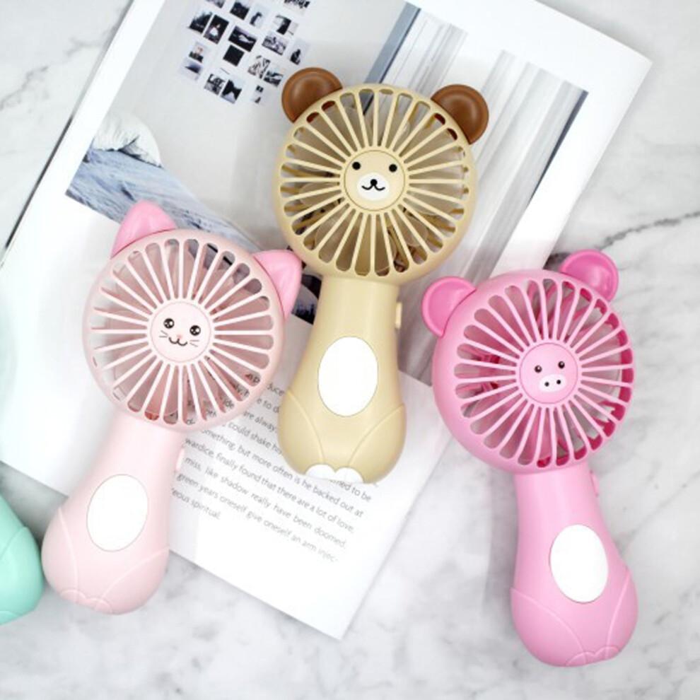 Handheld Fan Cute Cartoon Animal Fans Soft Foam Battery Powered for Student Panda Kitten Fan Portable Color E