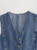 2025 Summer Women's Casual Denim Vest and High Waist Skirt Set with Lapels