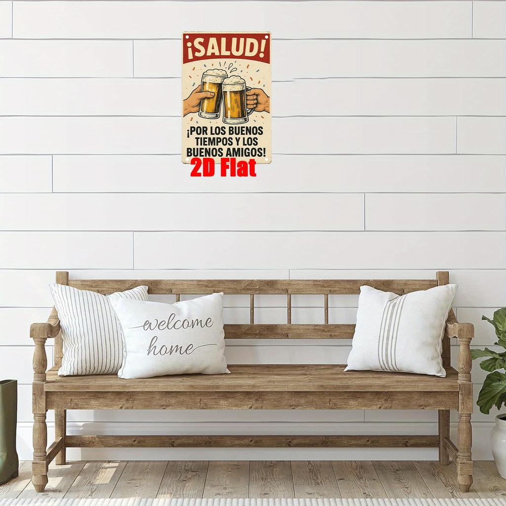 [Metal Wall Art Sign] 2D, 1pc Metal Wall Art Sign, Wall Decoration Poster, Spanish Cheers Theme Iron Mural, Suitable for Home Wi