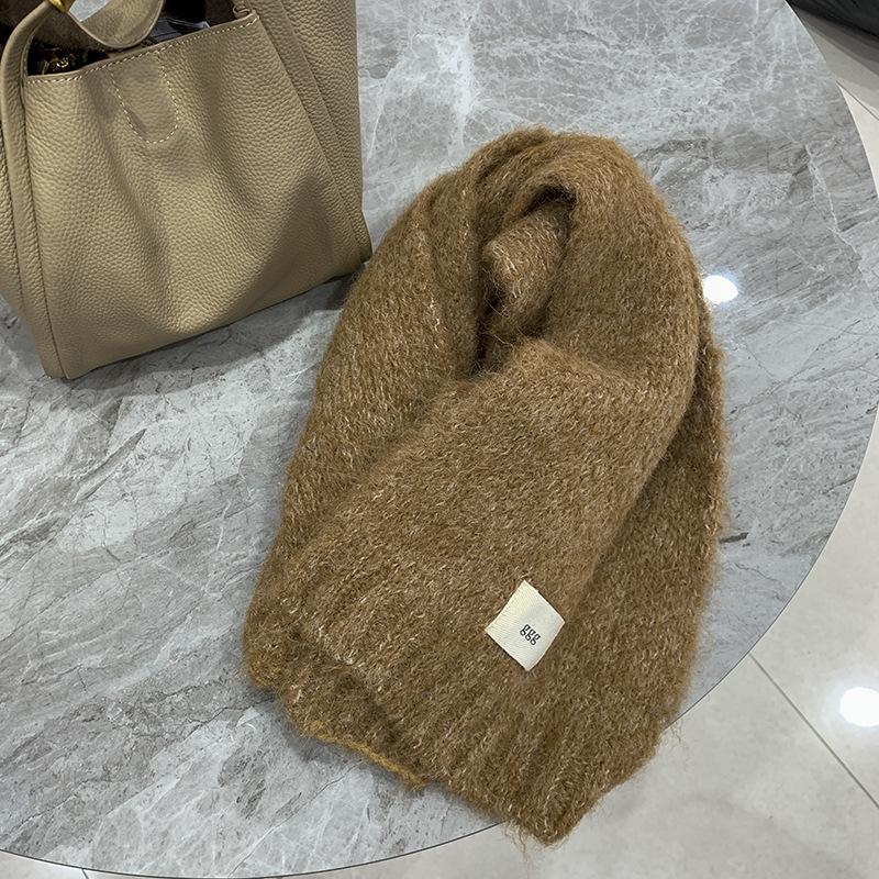 Wind containing wool purple scarf girls autumn and winter white wool warm thickened student scarf