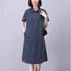 2025 summer new loose large size intellectual medium and long POLO collar shows thin temperament foreign denim dress women