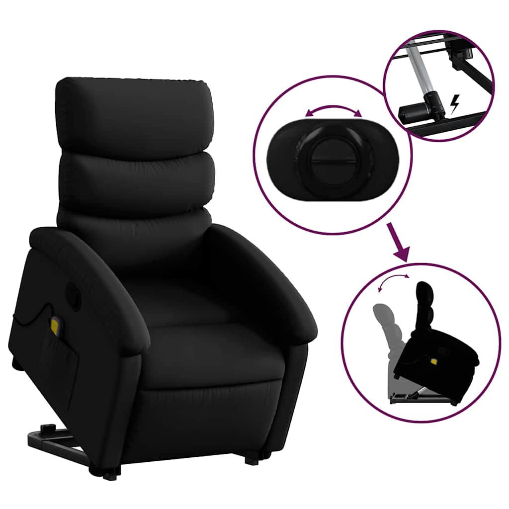 Vidaxl Lift and Massage Chair, Reclining, Black, Eco-Leather