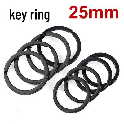 25mm Pure Black Flat Keyring Ornament: Perfect for Bags, Backpacks, Bottles, and More