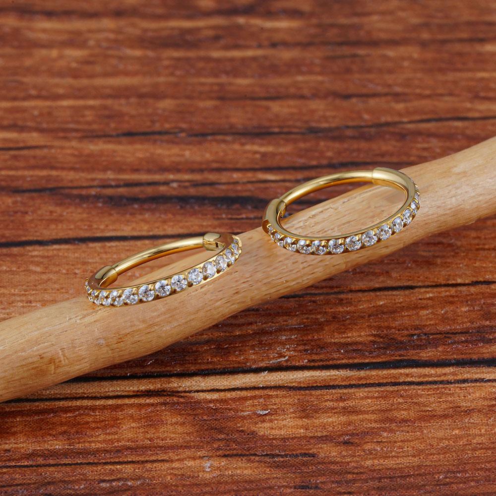 Rechter Großer ASTM F136 Titan Schlanker Huggie Creolen Ohrring 16G CZ Knorpel Helix Ohrläppchen Scharnier Ohrring Piercing Körperschmuck