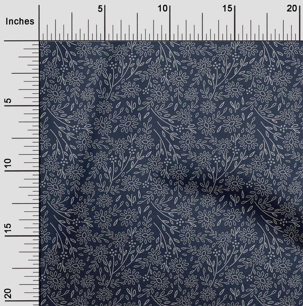 oneOone Cotton Flex Fabric Artistic Floral Sashiko Print Fabric Prints by Yard 40 Inch