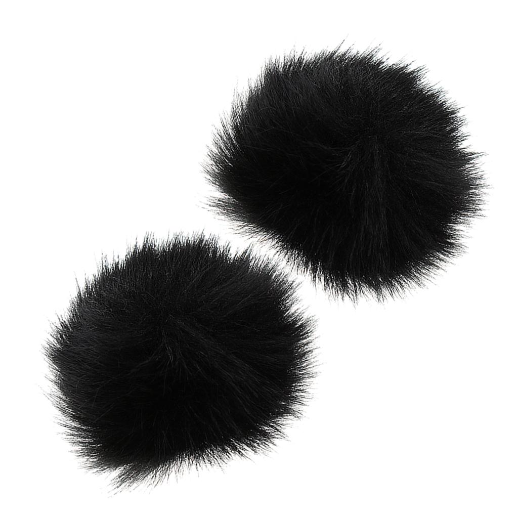 2Pcs Black Outdoor Lapel Microphone Windscreen Wind Muff Furry Cover 1.0cm