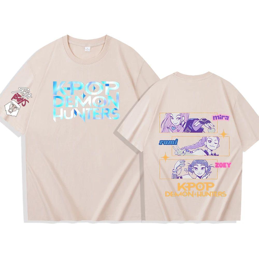 2025 Kpop Demon Hunters T-Shirts Unisex Harajuku O-Neck Short Sleeve Shirts Y2K Fashion Casual Loose T Shirt Oversized