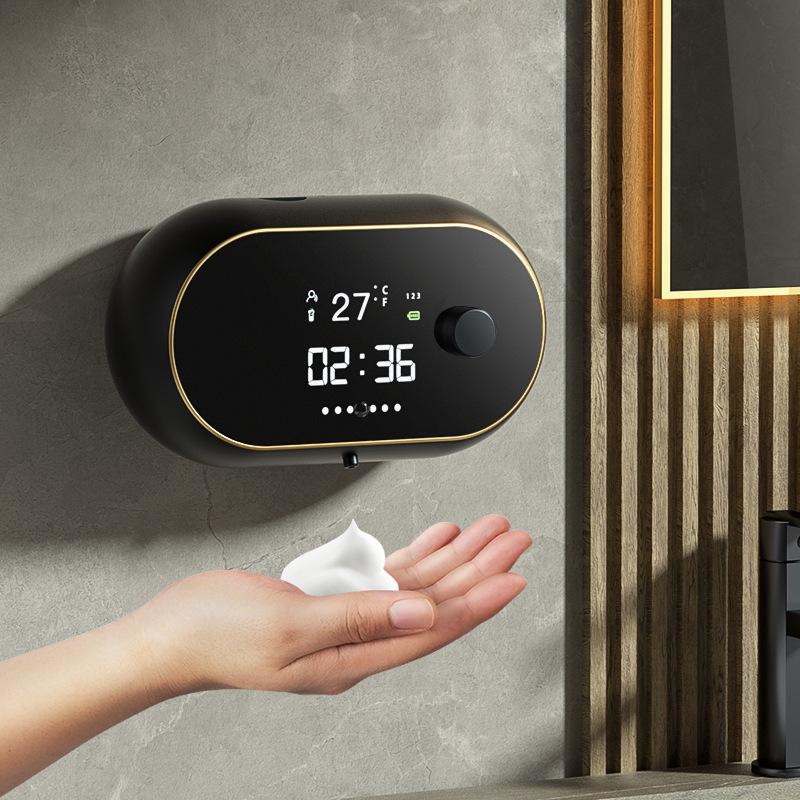 Wall-Mounted Smart Induction Foam Hand Sanitizer with USB Charging & Clock