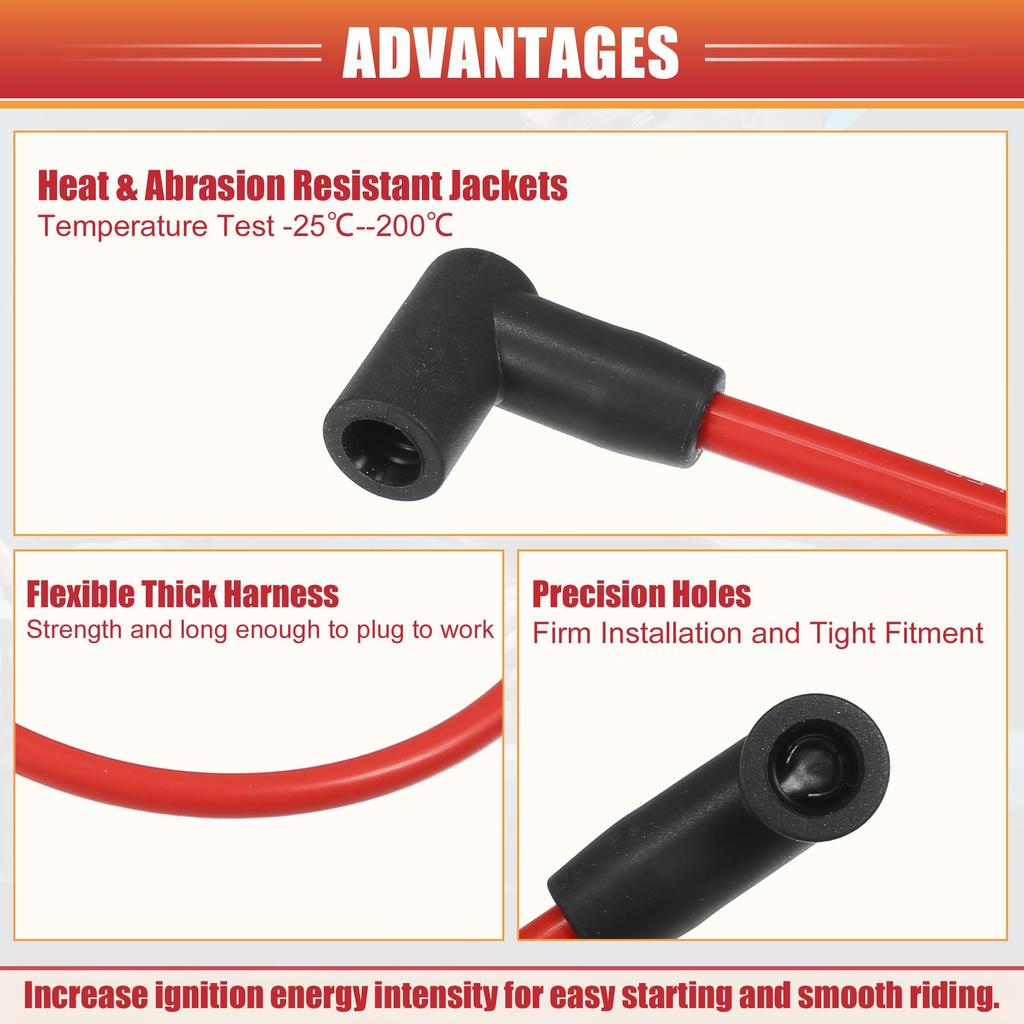 ACROPIX 8mm Spark Plug Coil Wire Ignition Coil Harness Cable for Chevy Small Blocks with HEI Cap - Pack of 8