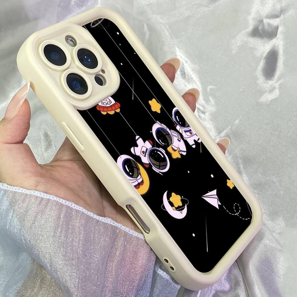 JT236 Exploring the Universe with a Cute Cartoon Astronaut for iPhone 17 16 Pro Max Samsung S26 Ultra A17 A16 A07 A56 Xiaomi 15T Redmi 15c Soft Case