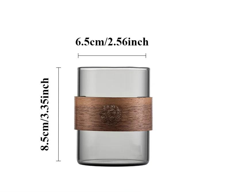 

Чашка из высокопрочного боросиликатного стекла с кольцом из грецкого ореха, разделенным на части, стеклянная чашка для чая в стиле кунг-фу, аксессуары для чайного сервиза 201-300ml