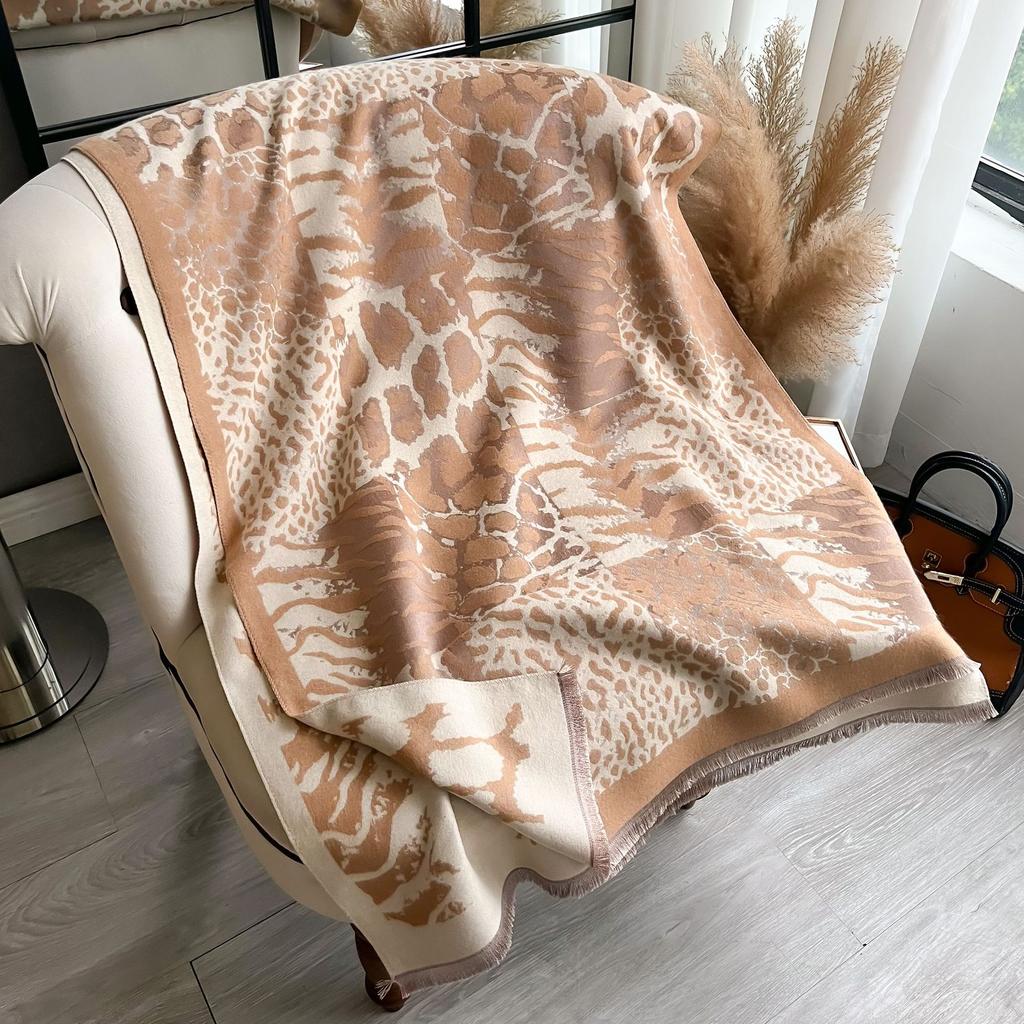 Air-Conditioned Room Shawl Scarf Female Leopard Print Scarf Imitation Cashmere Warm Long Scarf Cape