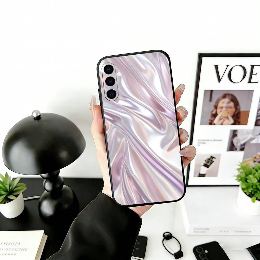 Metallic Pattern Phone Case For Samsung Galaxy A73,A72,A71,A70,A53,A52,A51,Soft Silicone Black Cover