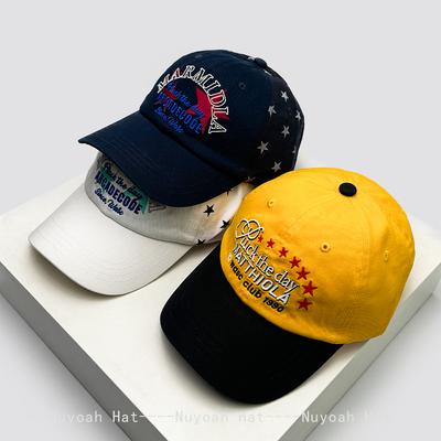 New Men Women Preppy Style Korean Embroidered Letters Baseball Hats Sunshade Personal Versatile Color Block Peaked Caps Fashion