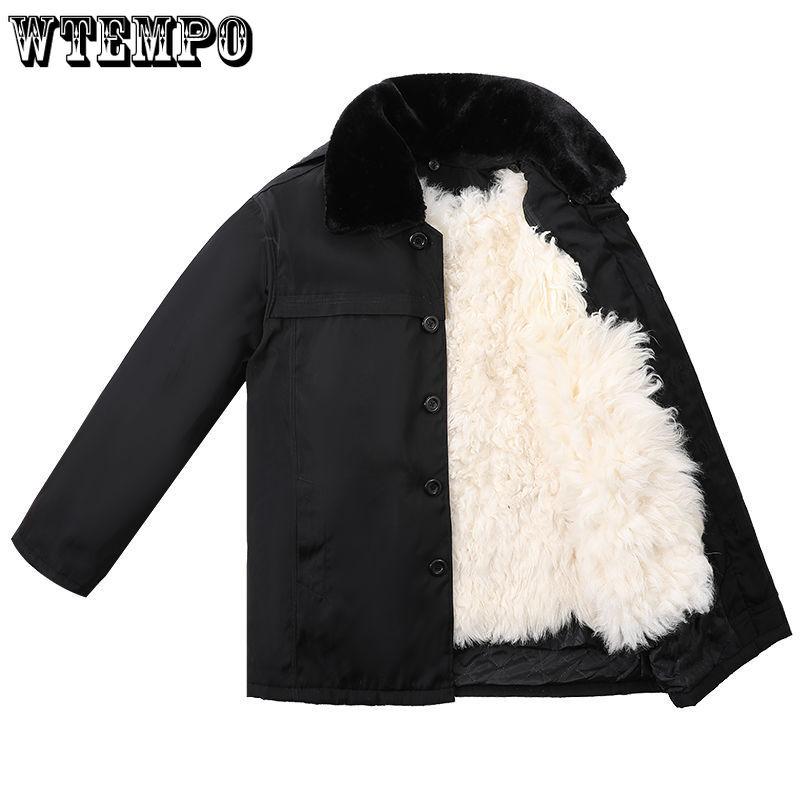 Middle-aged and Elderly Fur One Sheepskin Jacket Wool Cotton Jacket Men Thickened Cotton Clothing Cotton Coat