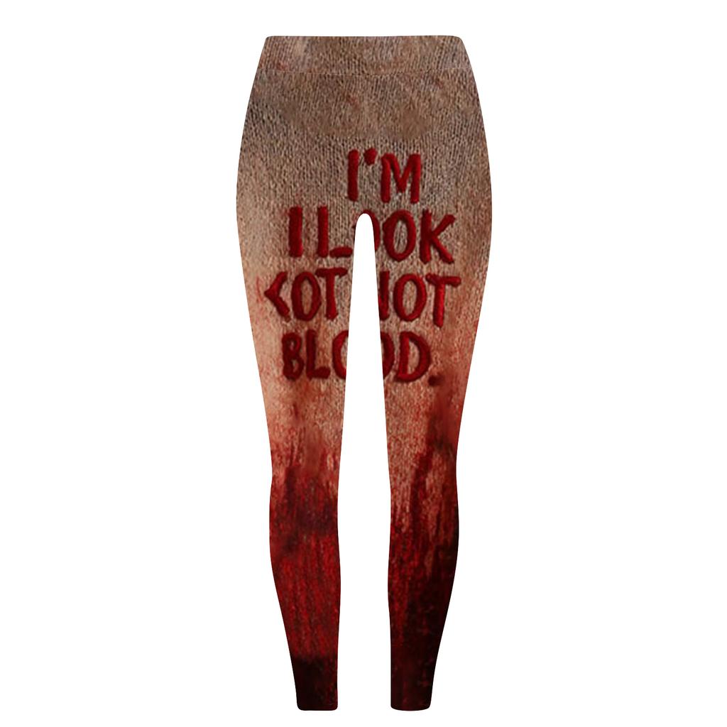 Damen Casual Mode Outdoor Halloween Bedruckte Slim Elastische Yogahose Cropped Hose