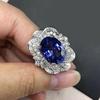 Huitan Aesthetic Women Ring Inlaid Bright Blue Cubic Zirconia Elegant Finger Accessories  Jewelry for Wedding Engagement