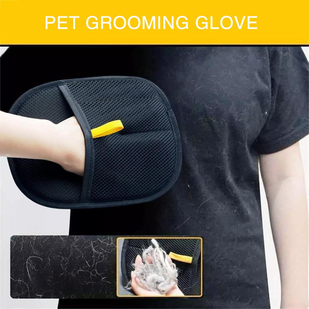Pet Hair Remover Glove Dual Sided Grooming Brush for Cats and Dogs Static Electricity Deshedding Tool Soft Bristles