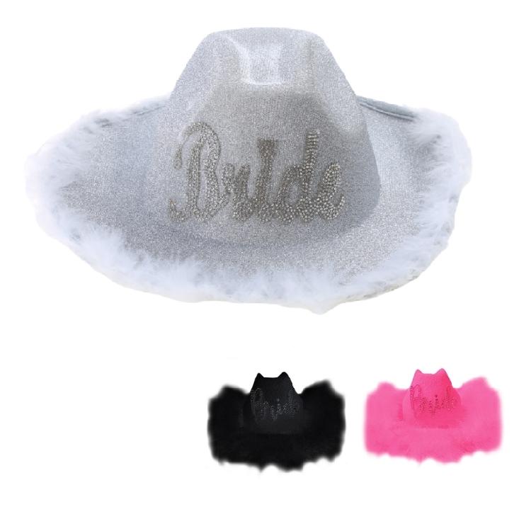 Bridal Party Bride Cowgirl Hat Bride Cowboy Hat Bride Hat Bachelorette Party Hat