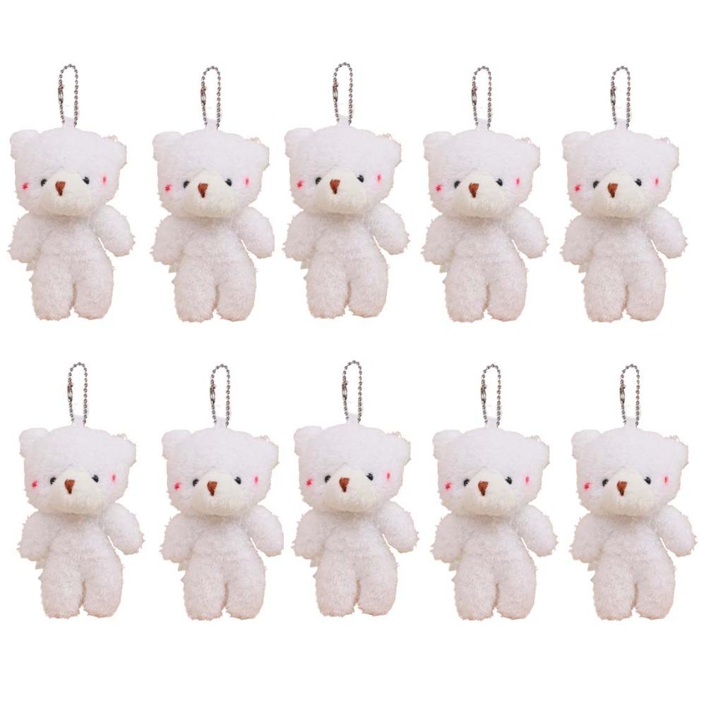 

10Pcs Keyring White Bear Plush Keychain Stuffed Bear Plush Dolls Little Bear Plush Toy Kids Style A