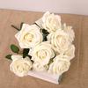 9 Head Artificial Rose Flower Green Leaves Faux Rose Flower Branch  Home Living Room Decor