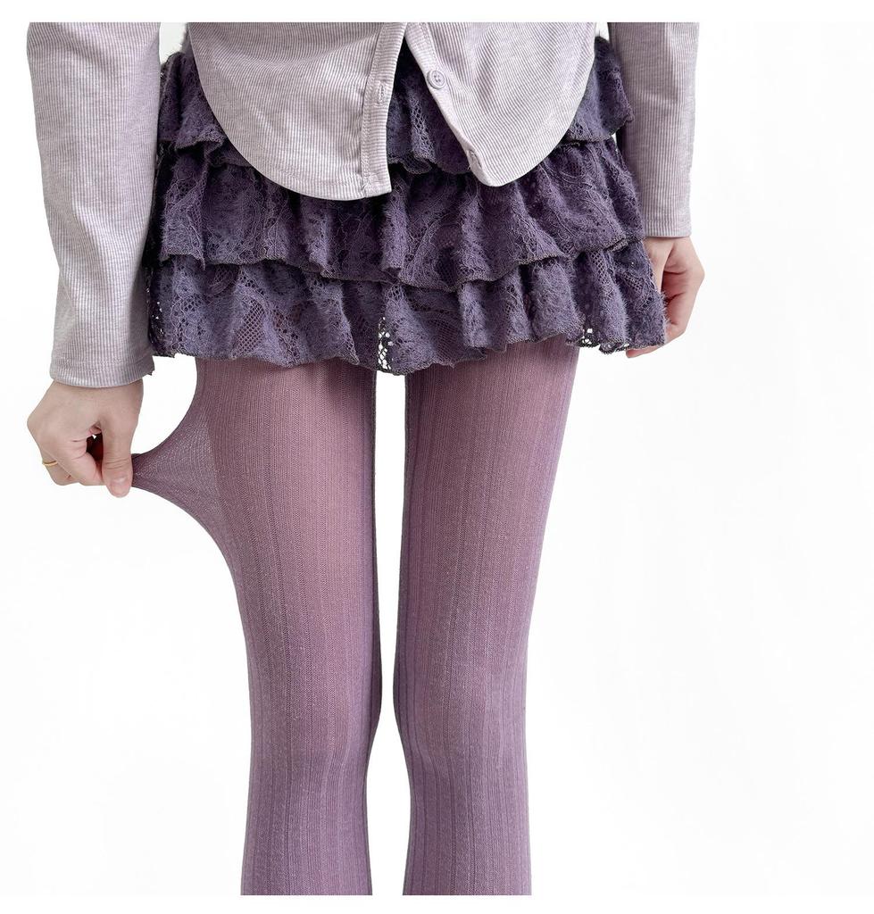 40-52kg Women Cotton Pantyhose 2025 Autumn Tights Oatmeal Color Wide Strip Navy Blue Vertical Pattern Transparent Leggings Micro