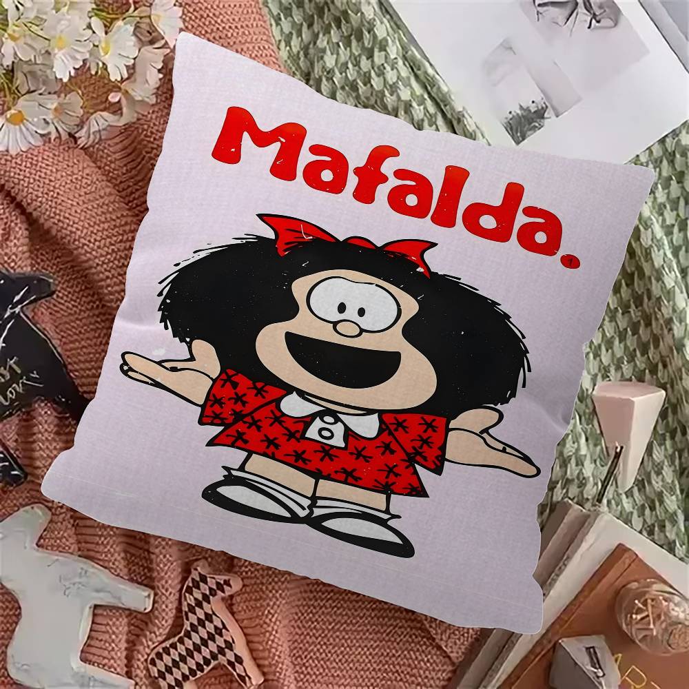 Cute Cartoon Mafalda Vintage Cushion Cover Polyester Sofa Cushions Decorative Throw Pillows Home Decoration Pillowcover