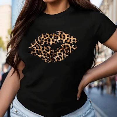 Yaz kadın kısa kollu tişört desen baskı moda rahat yuvarlak yaka rahat kadın kısa kollu tişört