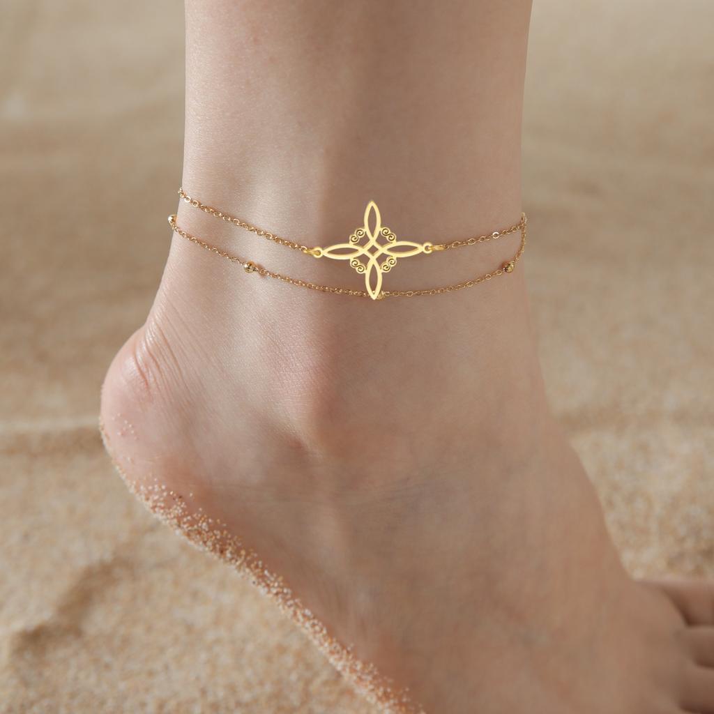 Cavigliera Jeshayuan Pentagramma della Strega per Donna Cavigliera Tetragrammaton Ebraico Cavigliere Nodo della Strega Gioielli Amuleto Regalo