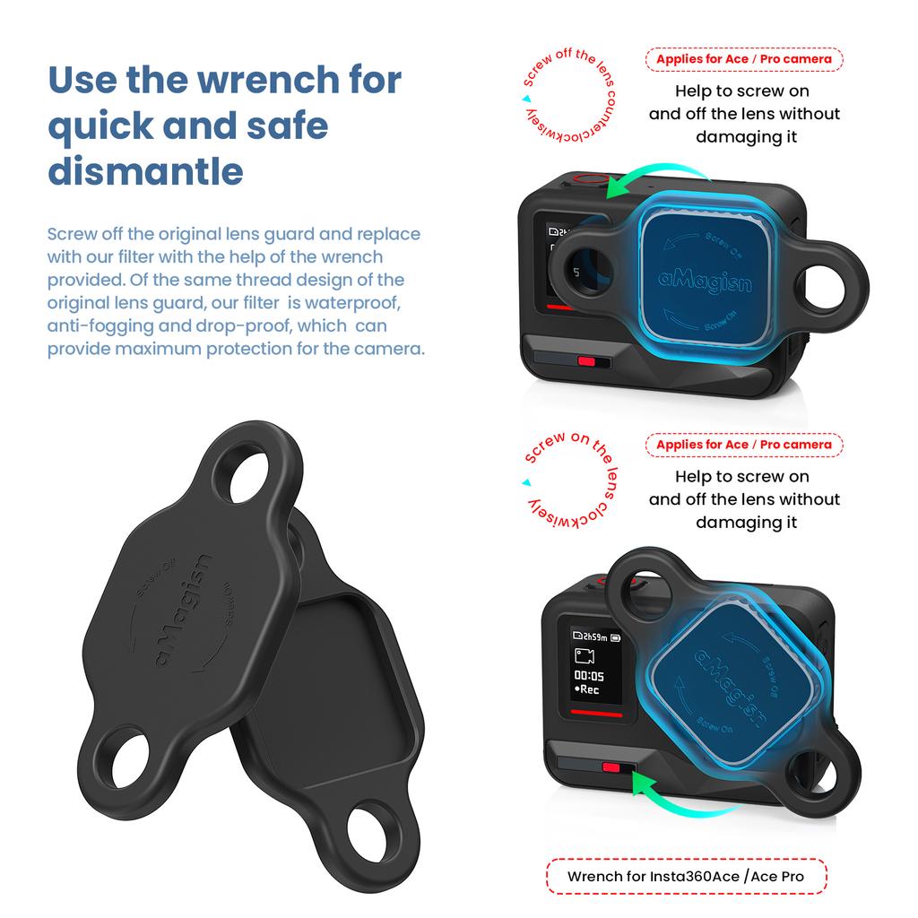 AMagisn sportskamera ND filtersett ND8+ND16+ND32+ND64 Vanntett flerbelagt optisk glass