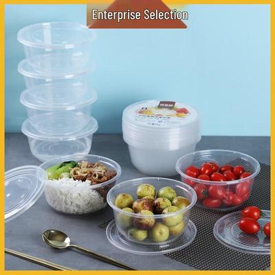 Engångs Runda Plastmatbehållare med Lock