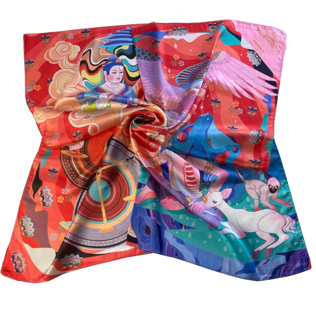 New Korean fashion versatile high-end imitation silk printing silk scarf small square scarf women's scarf customization