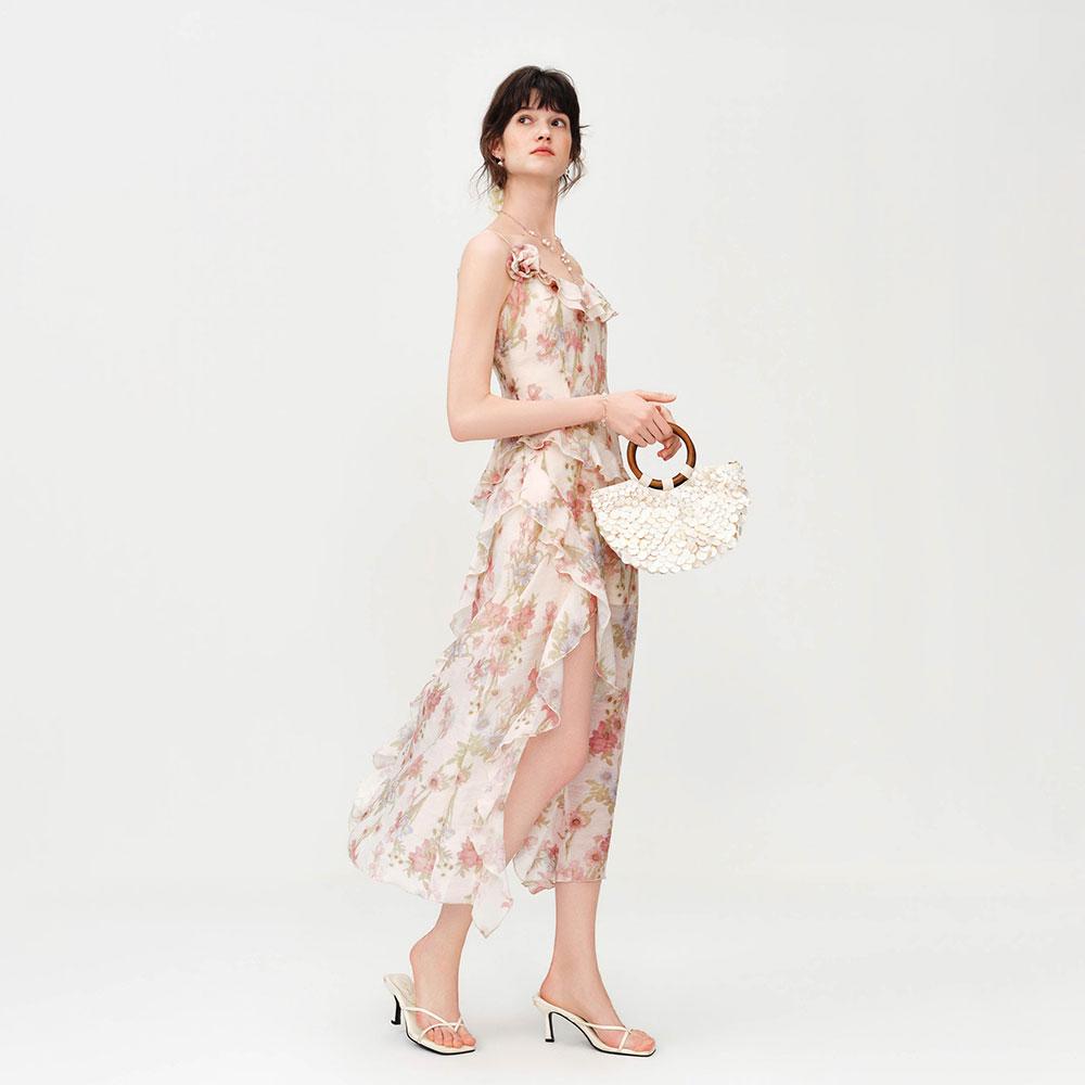 Wednesday Delight Wd_Floral Frill Detail Slip Dress_Pink
