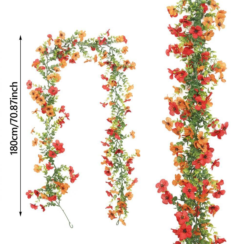 Multicolor Artificial Violet Flower Vine Green Eucalyptus Leaves 132 Flowers Simulation Flower Garland DIY Accessories