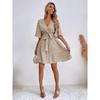2026 Women's Spring/Summer New V-neck Short-sleeve Waist-cinching Dress