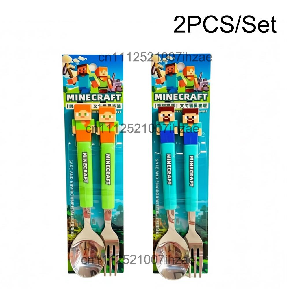 New Style Game Peripherals Spoon Fork Set Doll Handle Tableware ABS Material Handle Stainless Steel Novel Tableware Combination