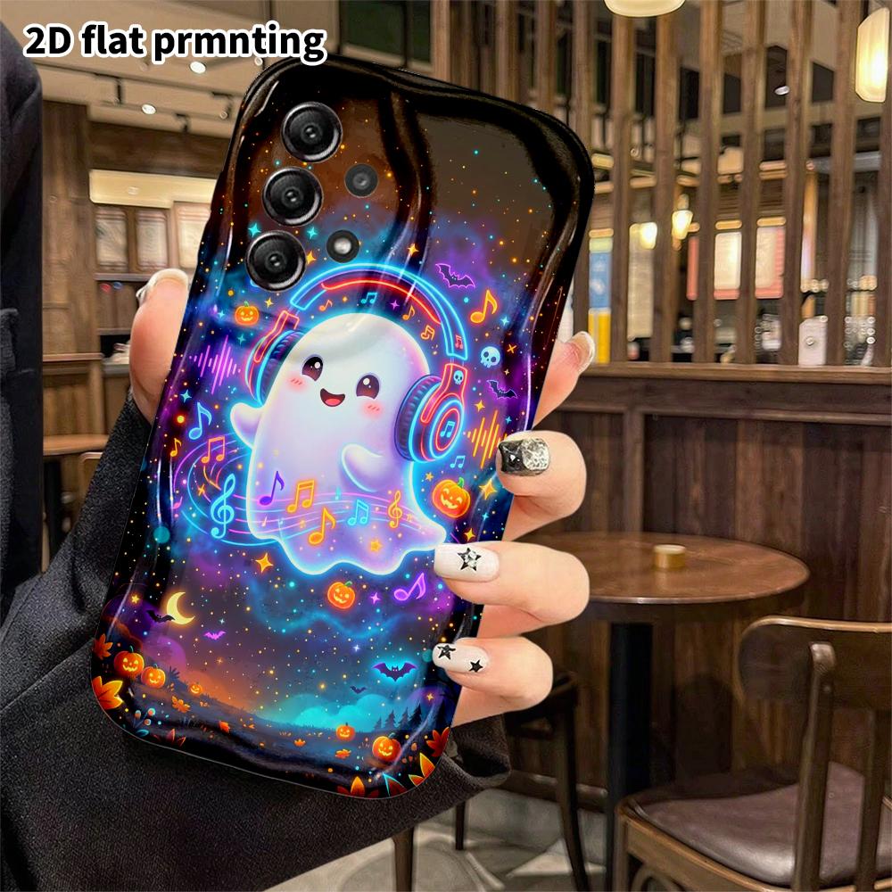 Phone Case: 2D Flat, Suitable for Samsung Galaxy A34 A35 M05 M06 S20 S22 S21 FE Plus 5G Protective Case, Neon Little Ghost, Perfect Christmas and Hall