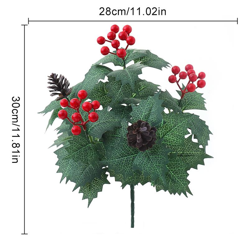

38cm Christmas Decoration Artificial Flowers Hollies Berry Pinecone for Xmas Tree Home Decor DIY Christmas Wreath Decor Navidad 1Pcs