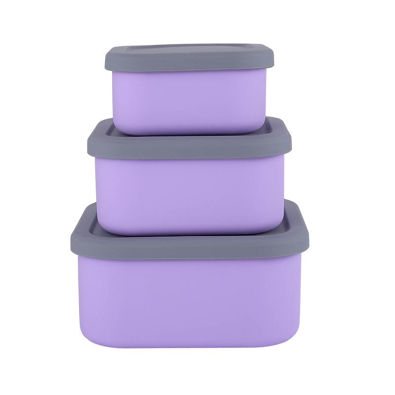 Silicone Food-Grade Square Bento Box Set with Lid for Fresh-Keeping, Microwave, and Picnic Use