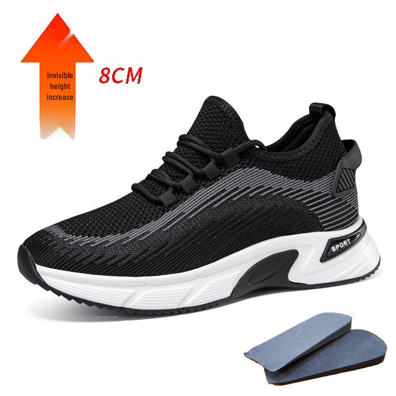 Men's Fly-knit Mesh Lightweight Walking Shoes - Invisible Height Boost Sneakers for Summer and Outdoor Sports