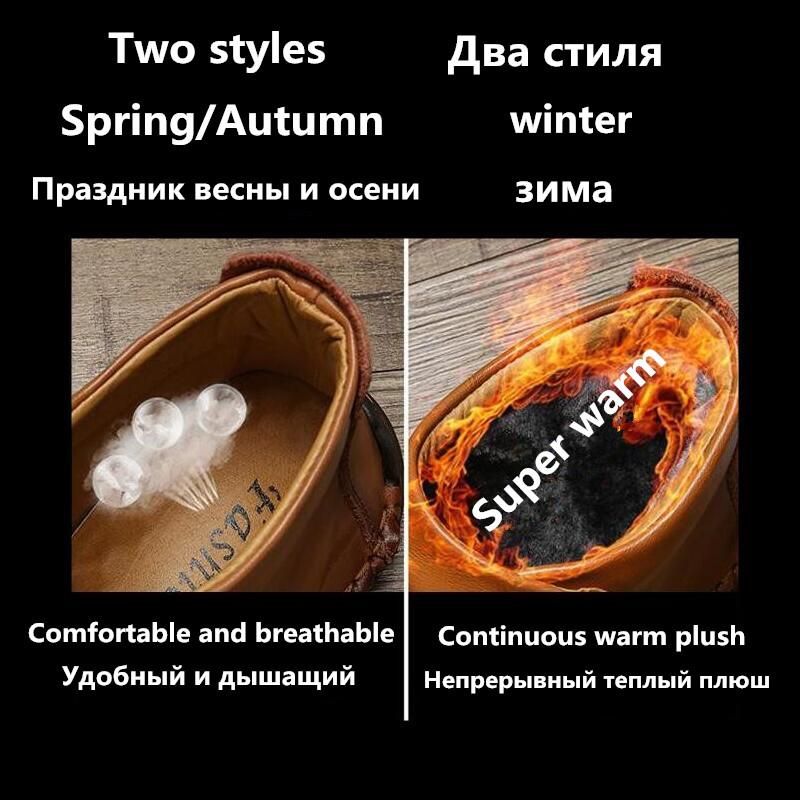 Fashion New Fashion Men Boots High Quality Split Leather Ankle Snow Boots Shoes Warm Fur Plush Winter Shoes Plus Size 38-48
